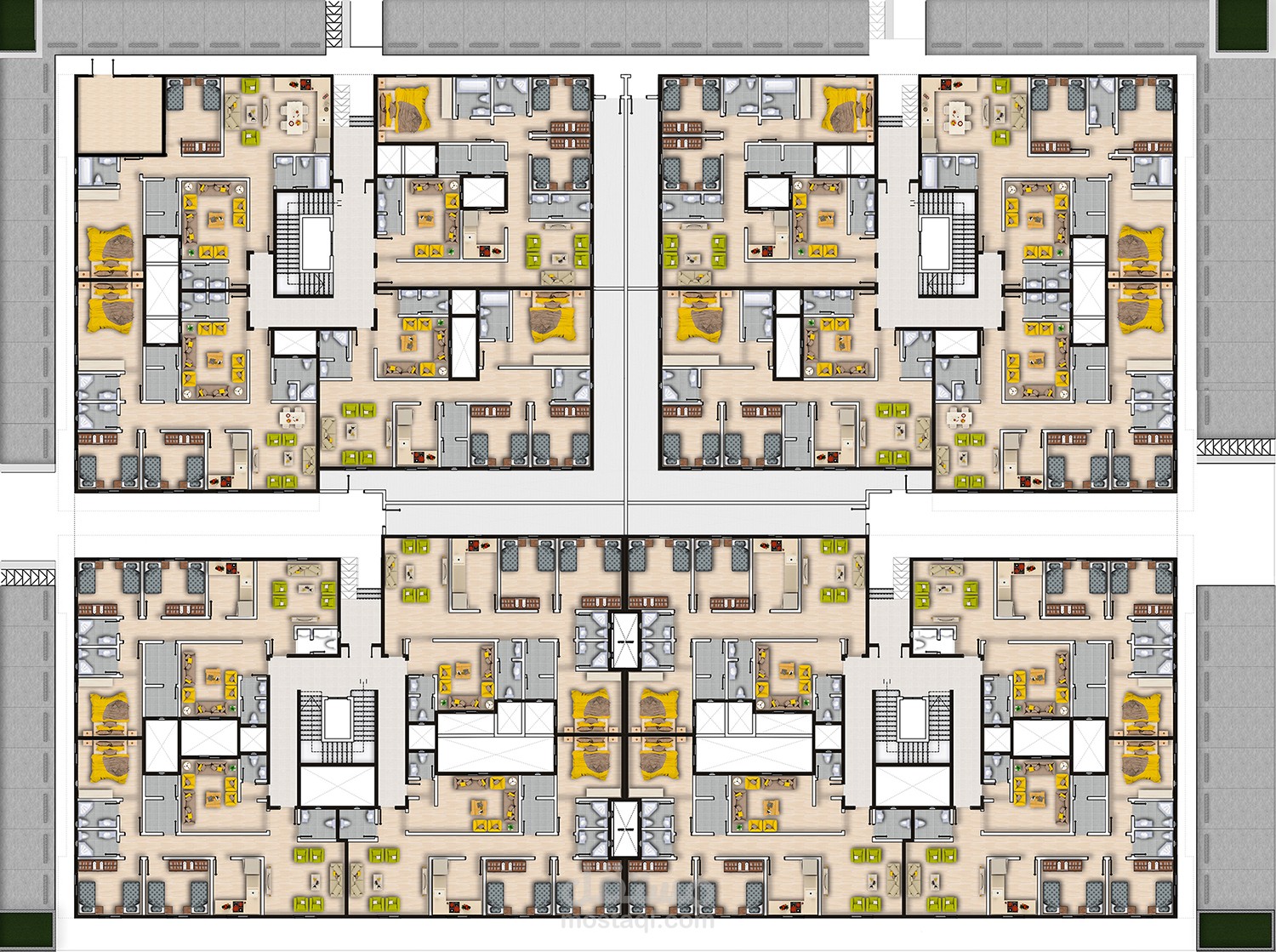 مسقط أفقي لبرج سكني متعدد الطوابق