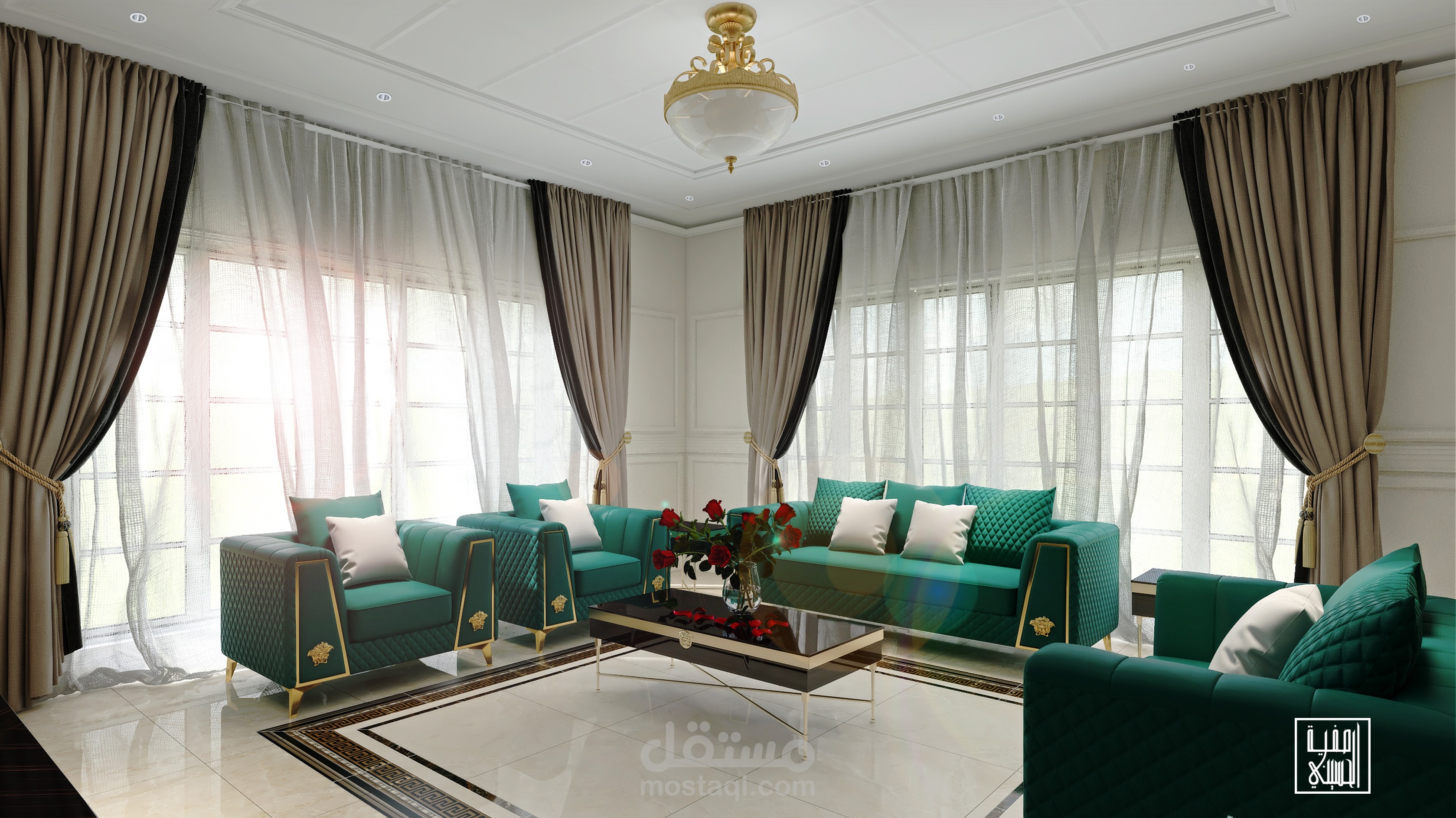 تصميم صالة وغرفة طعام