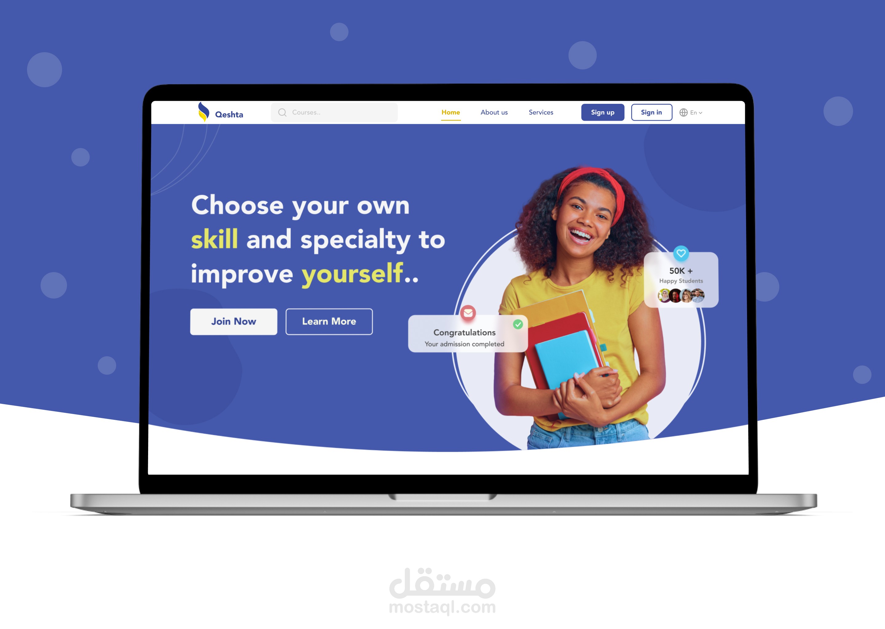 Qeshta E-learning - Website Design