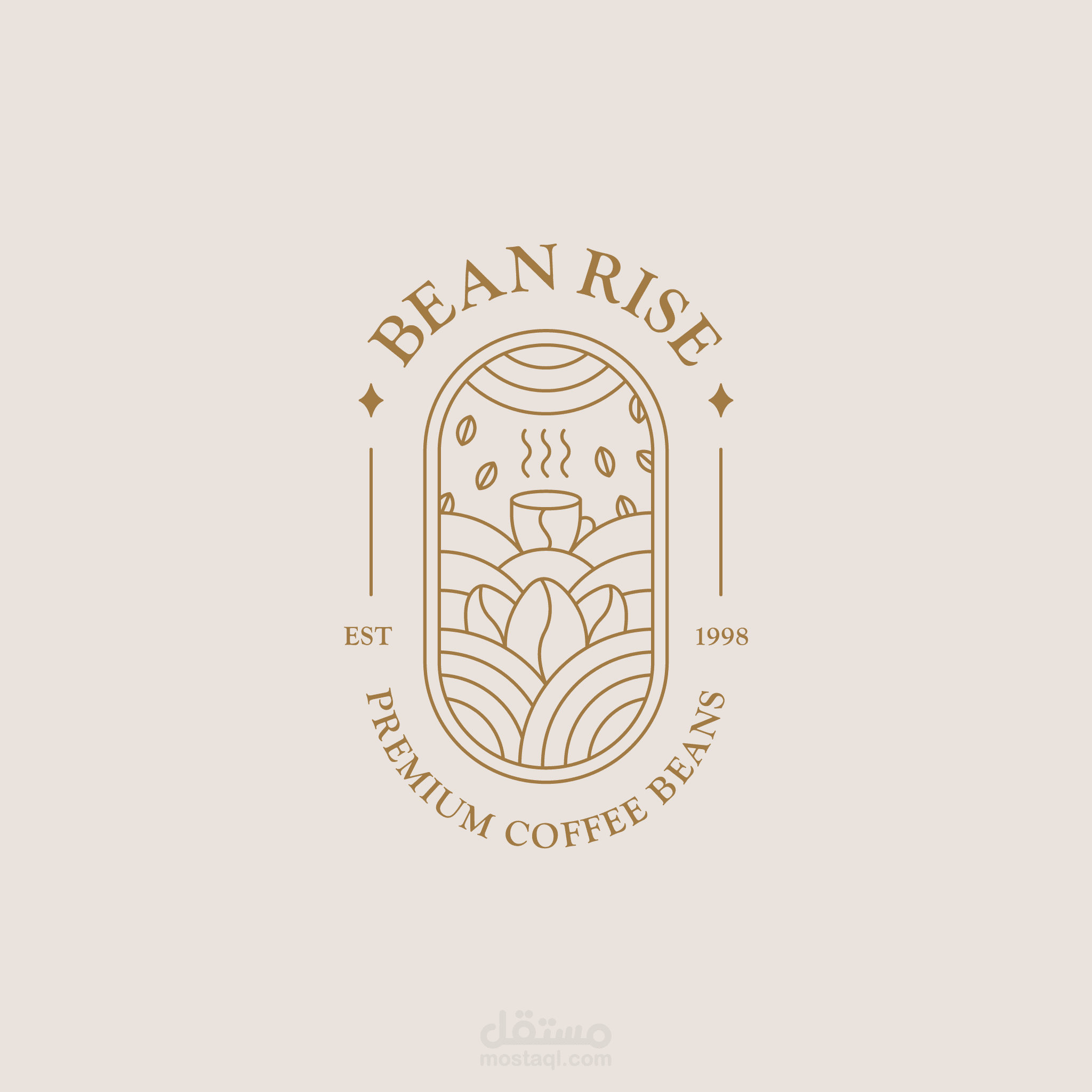 BEAN RISE , Coffee brand logo design - لوجو ديزاين لبراند قهوة