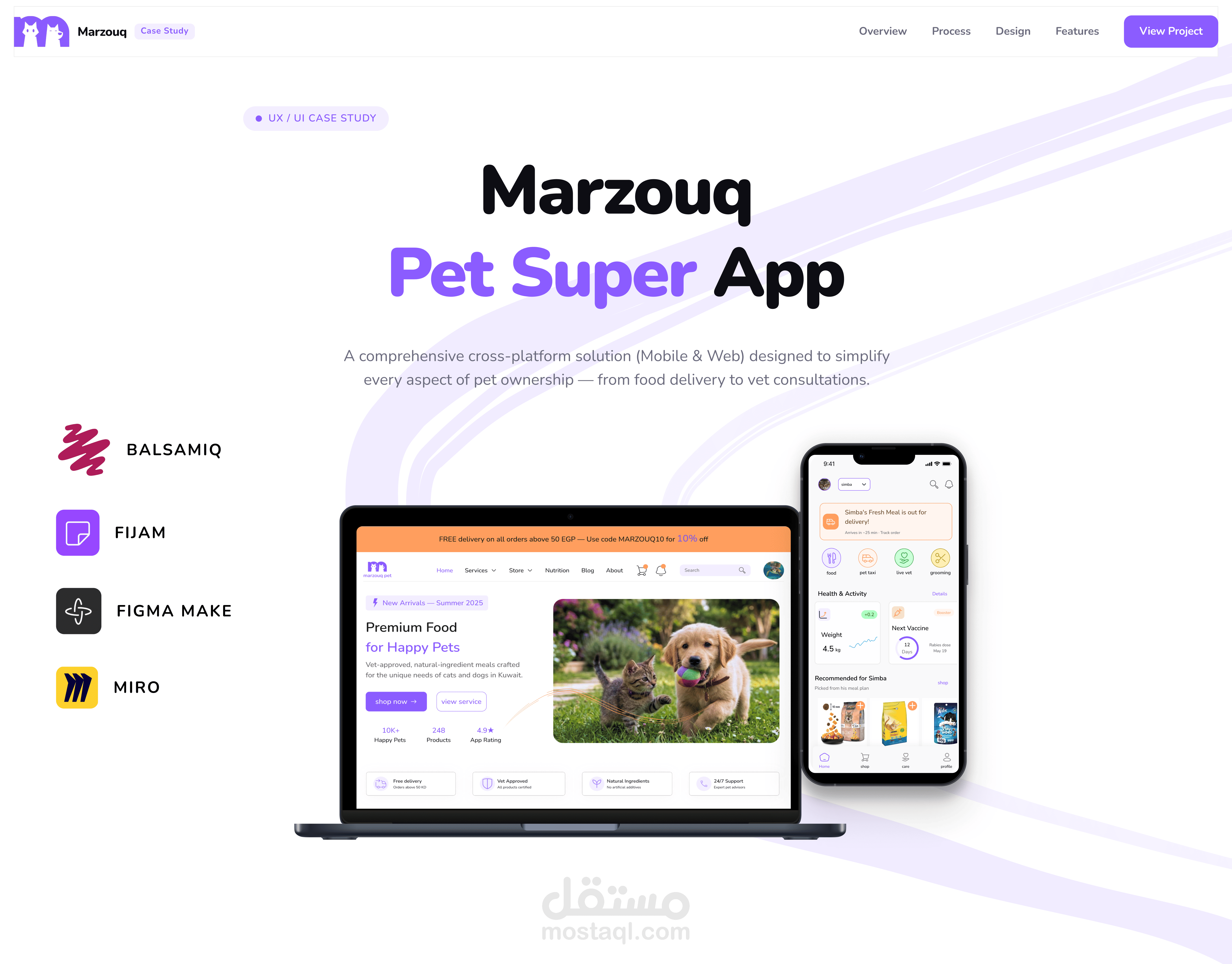 تصميم تطبيق مرزوق الشامل لرعاية الحيوانات الأليفة | UI/UX