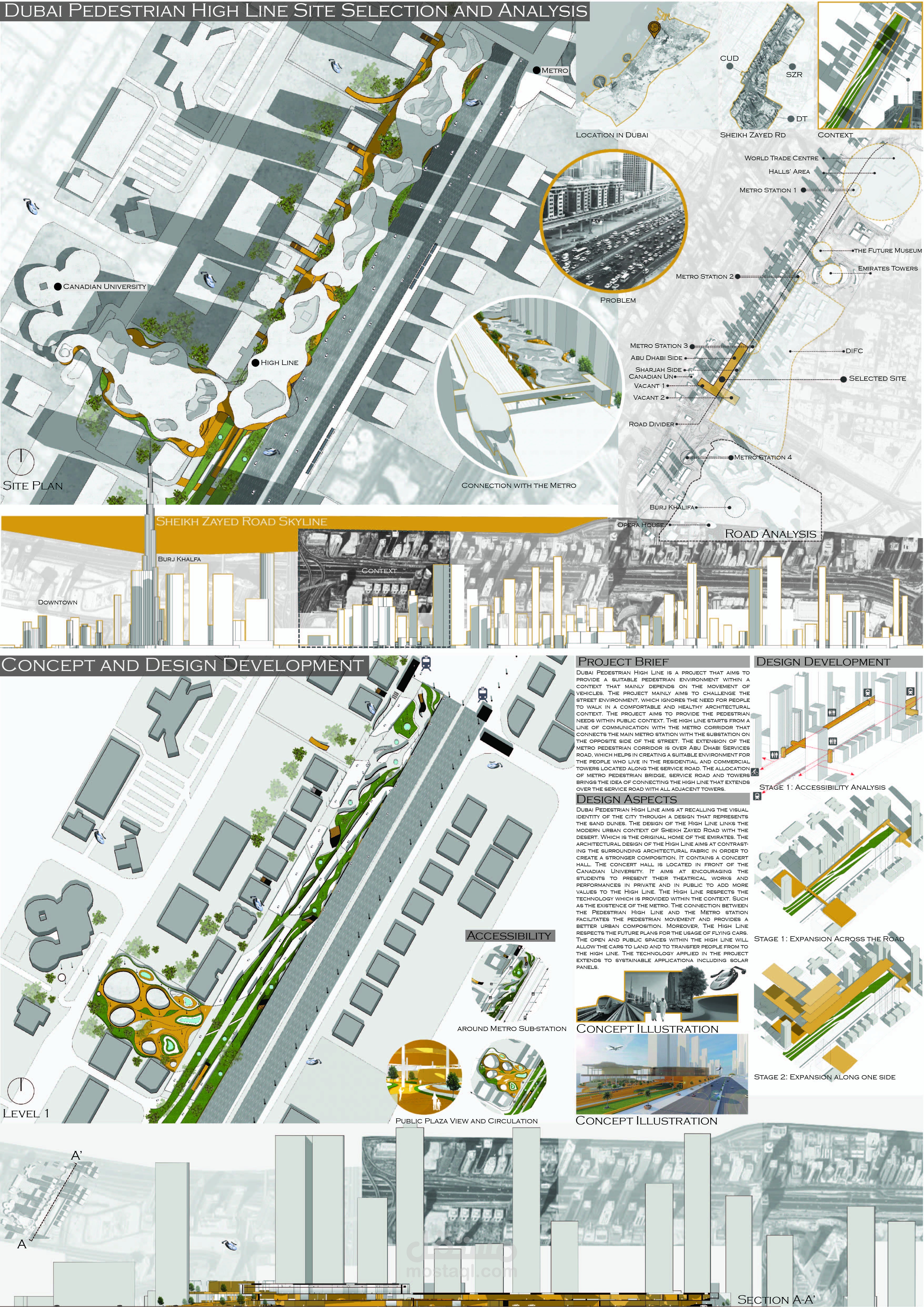 بوسترات مشروع تخرج: جسر دبي للمشاة
