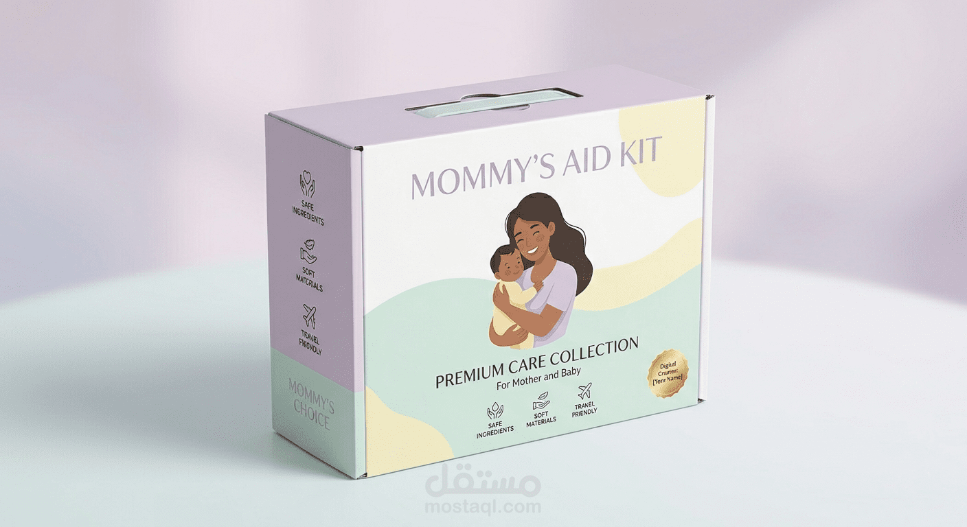تعديل وتجهيز ملف الطباعة الفني لعلبة مجموعة العناية بالطفل (Baby Grooming Kit)