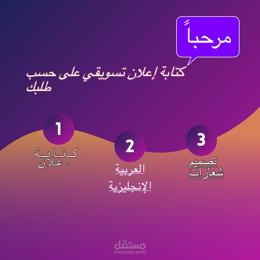 كتابة إعلان تسويقي على حسب طلبك باللغة العربية أو  الإنجليزية و مصمم شعارات