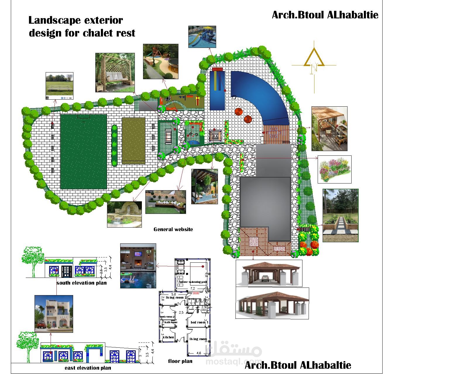 لاند سكيب  شاليه مع ملاعب و مسابح داخلية وخارجية