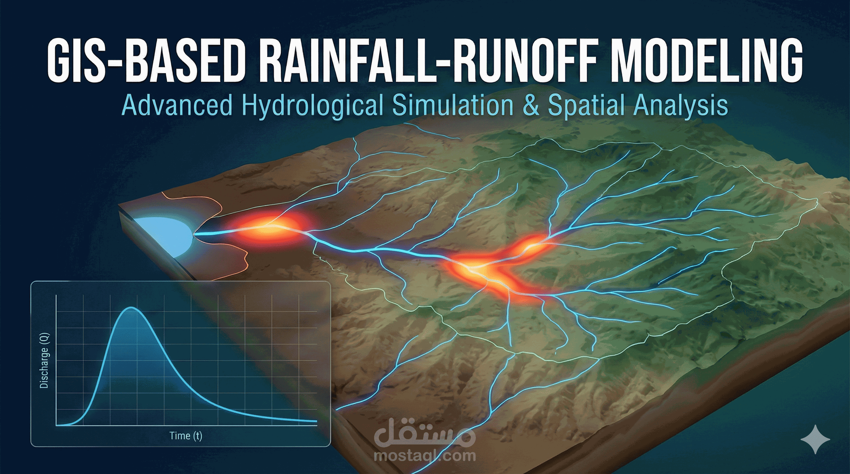 محاكاة العلاقة بين الأمطار والسيول , نمزجة الجريان السطحي (Rainfall-Runoff Modeling) باستخدام بيئة ArcGIS المتقدمة