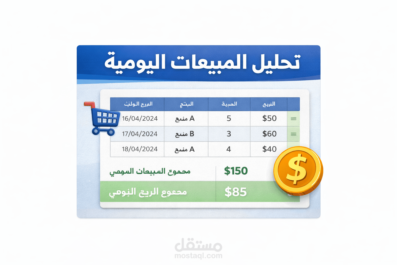 تحليل المبيعات اليومية لمشروع صغير