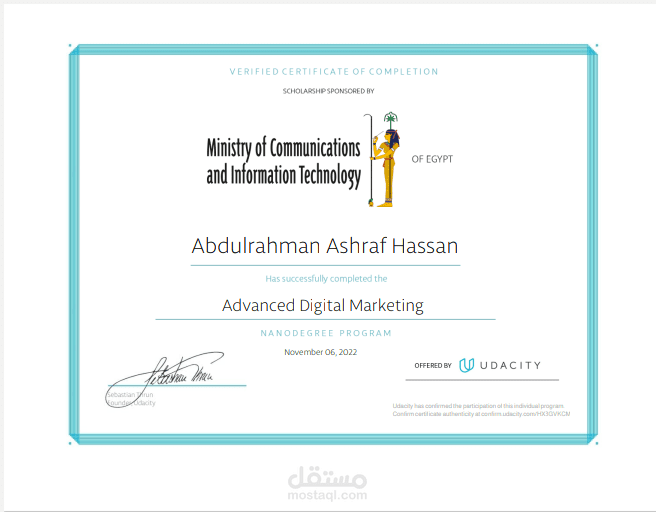 Advanced Digital Marketing Certificate From Udacity