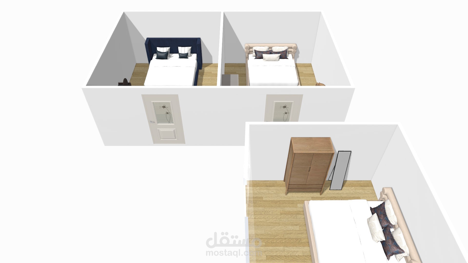 تصميم 3 غرف 3D