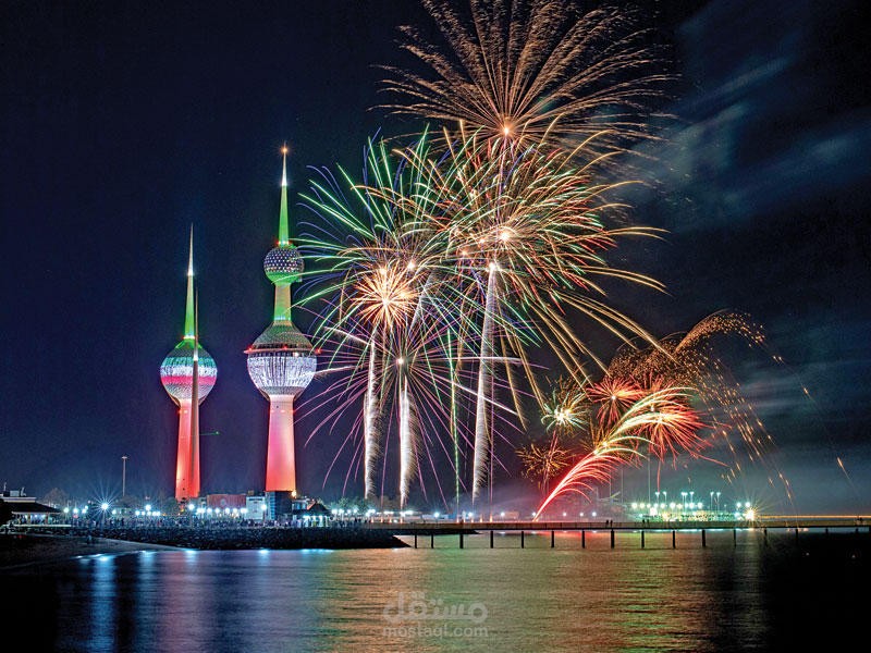 الألعاب النارية اليوم الوطني الكويتي 2025