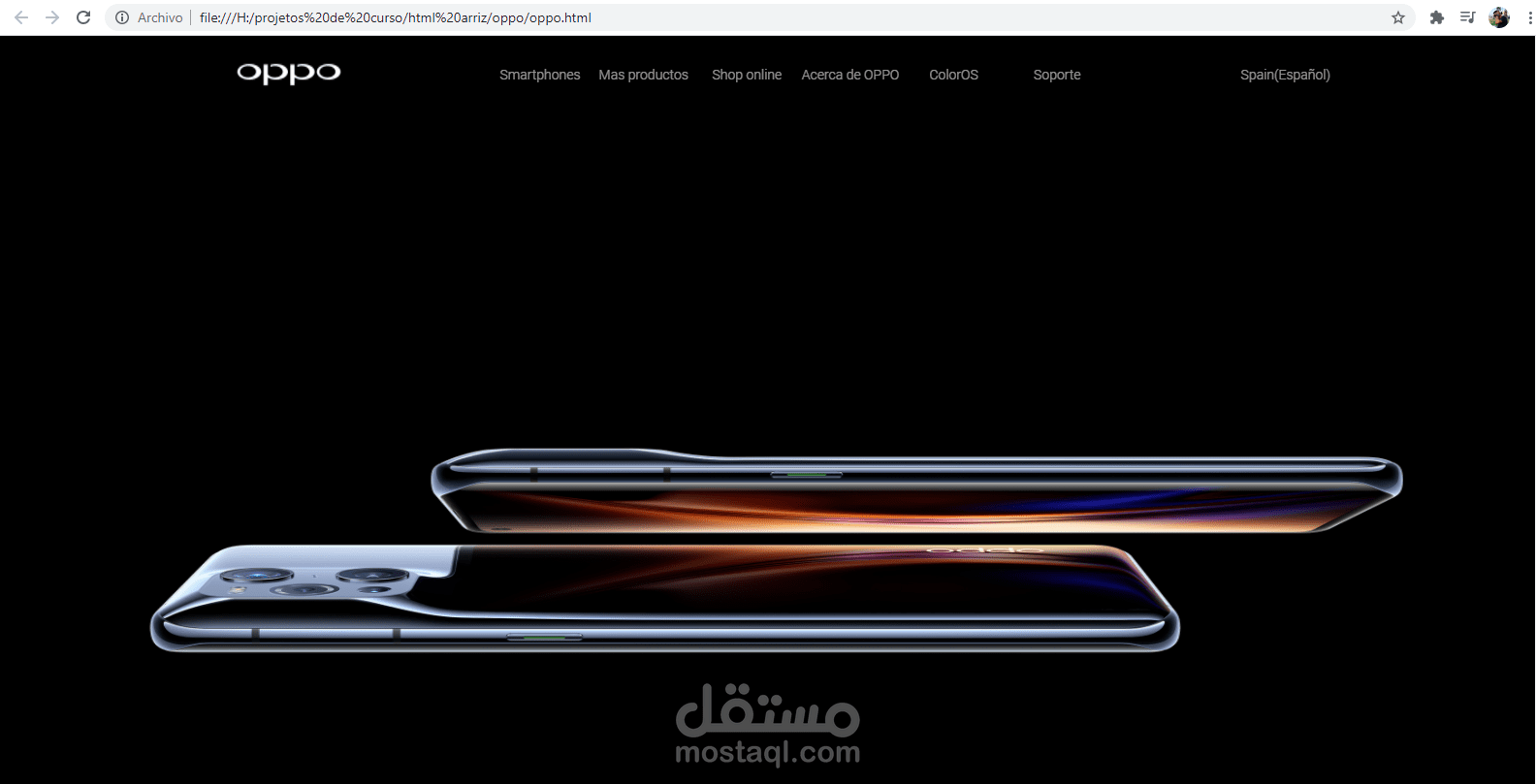تصميم للصفحة الرئيسية للماركة العالمية oppo