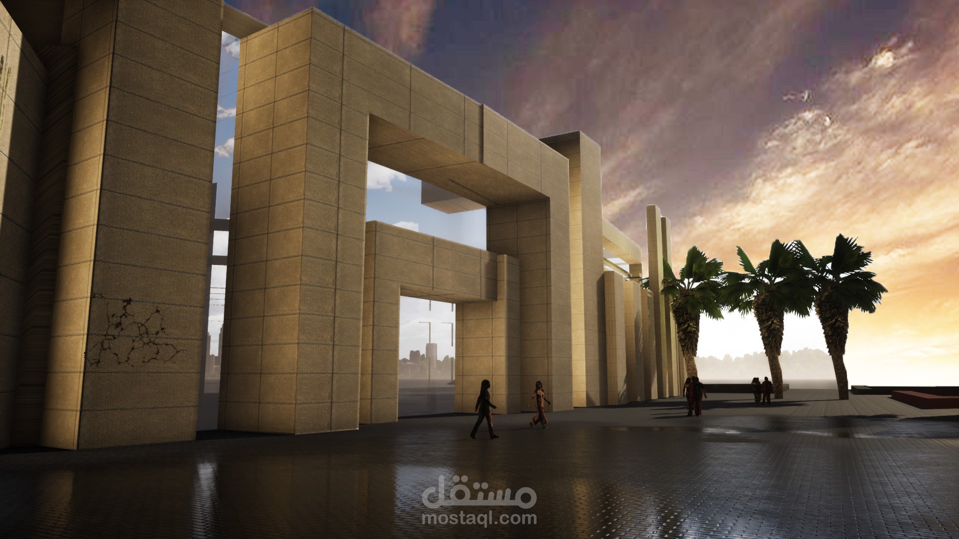 محاكات لتصميم جامعة في منطقة صحراويه