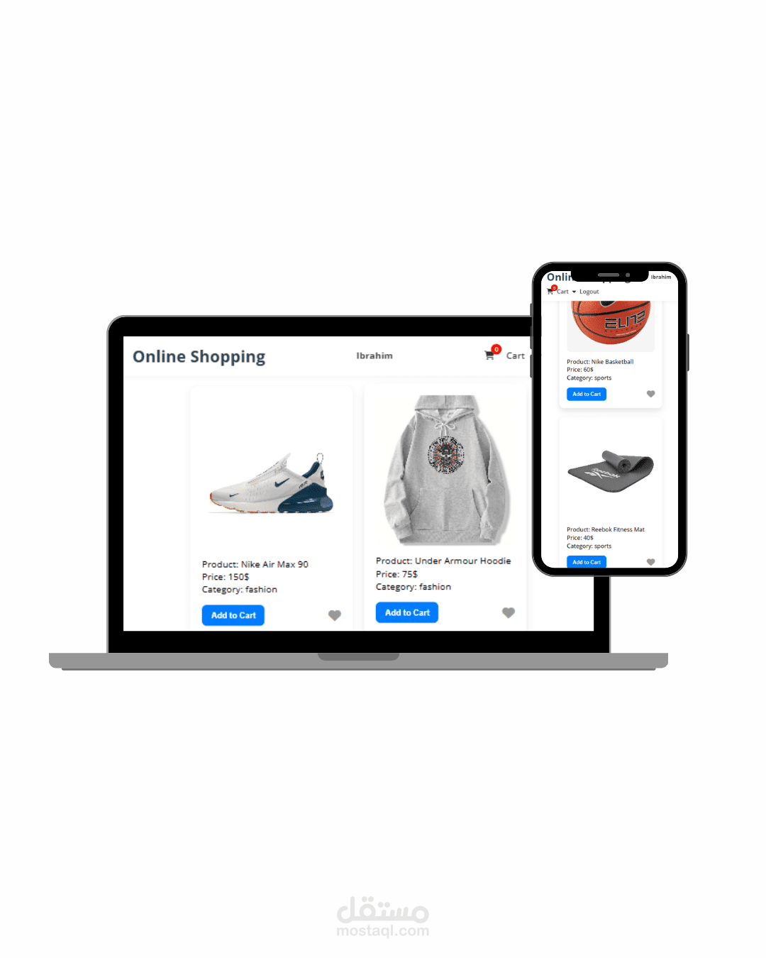 تطوير متجر إلكتروني متكامل باستخدام JavaScript (مشروع متجر الكتروني اونلاين)