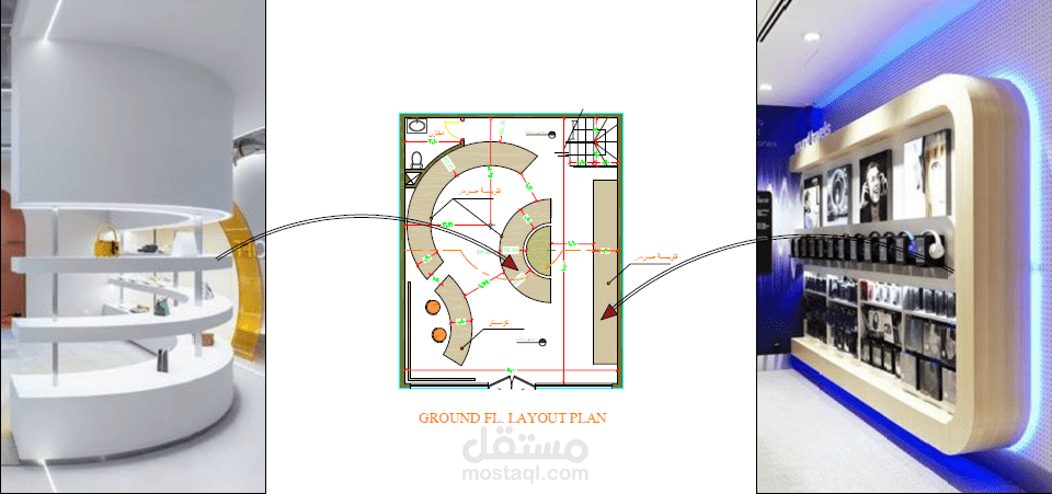 تصميم ديكور محل أجهزة صوتية