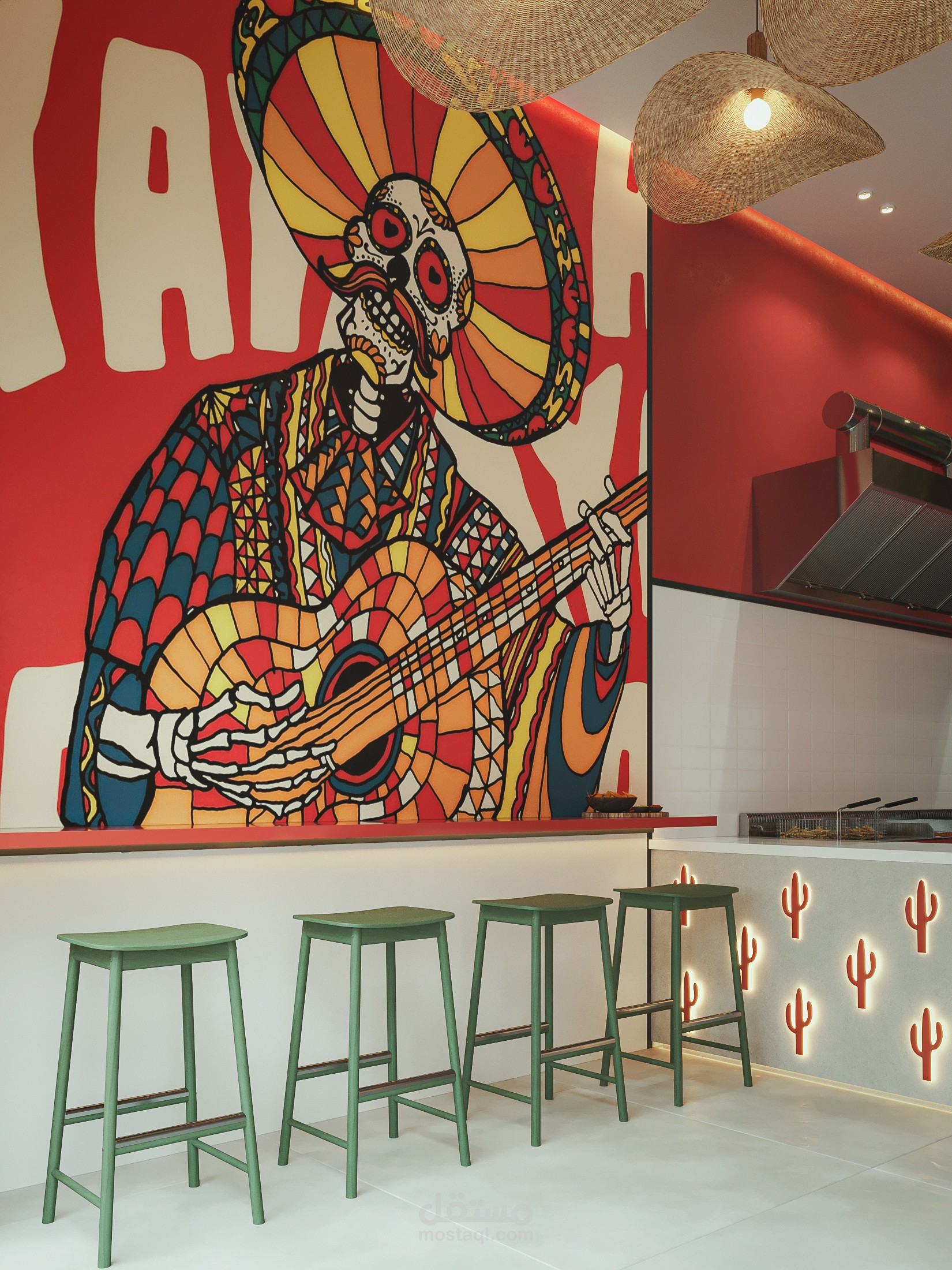 Mexican Takeaway Interior 3D Visualization – Los Hermanos
