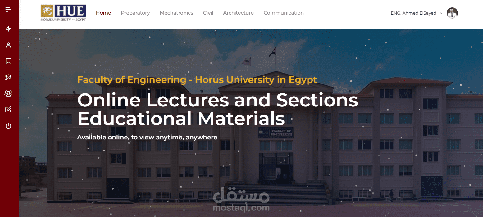تصميم و تنفيذ منصة تعليمية لكلية الهندسة بجامعة حورس فى مصر