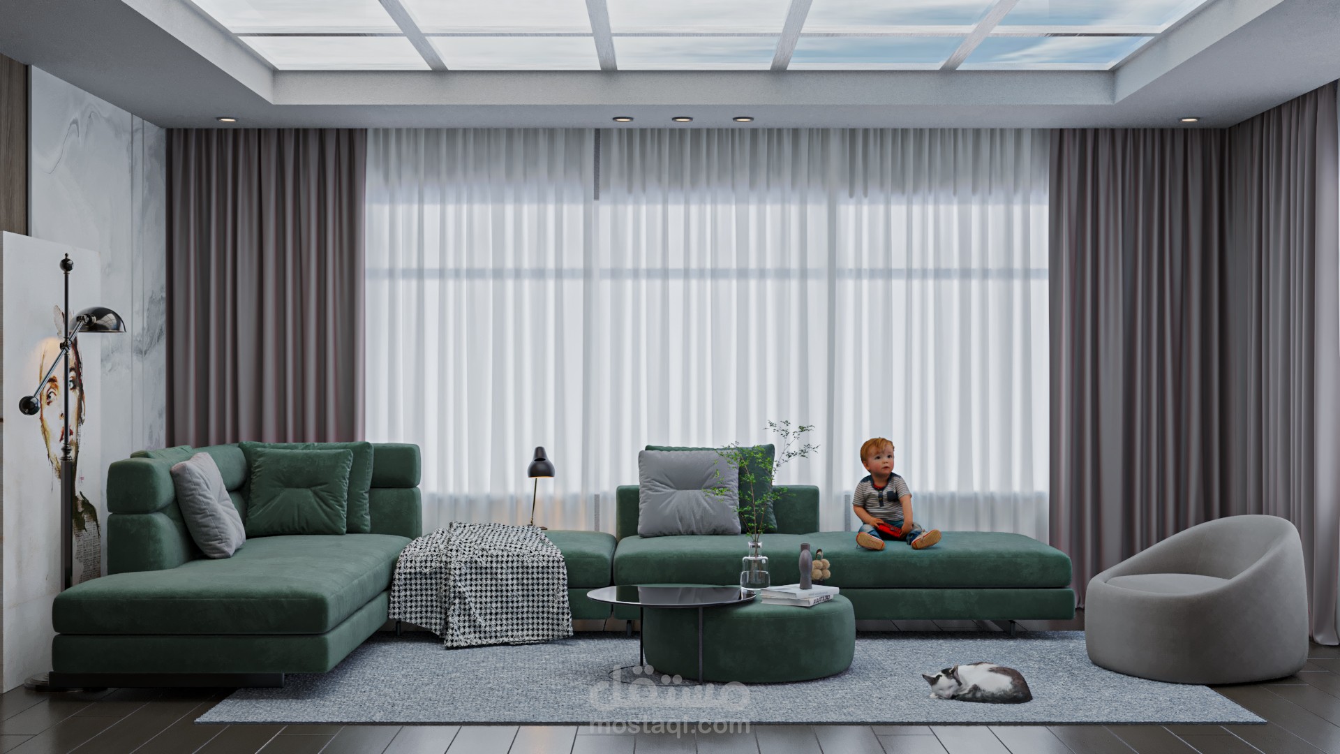 تصميم غرفة معيشة في روف