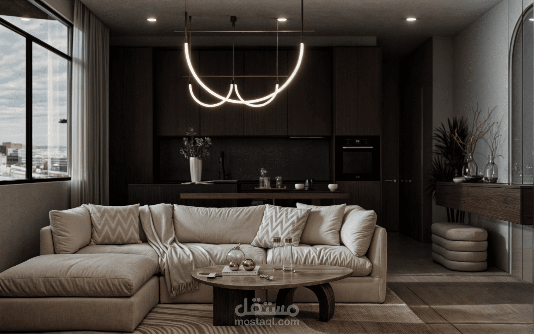 تصميم داخلي حديث لصالون معيشة