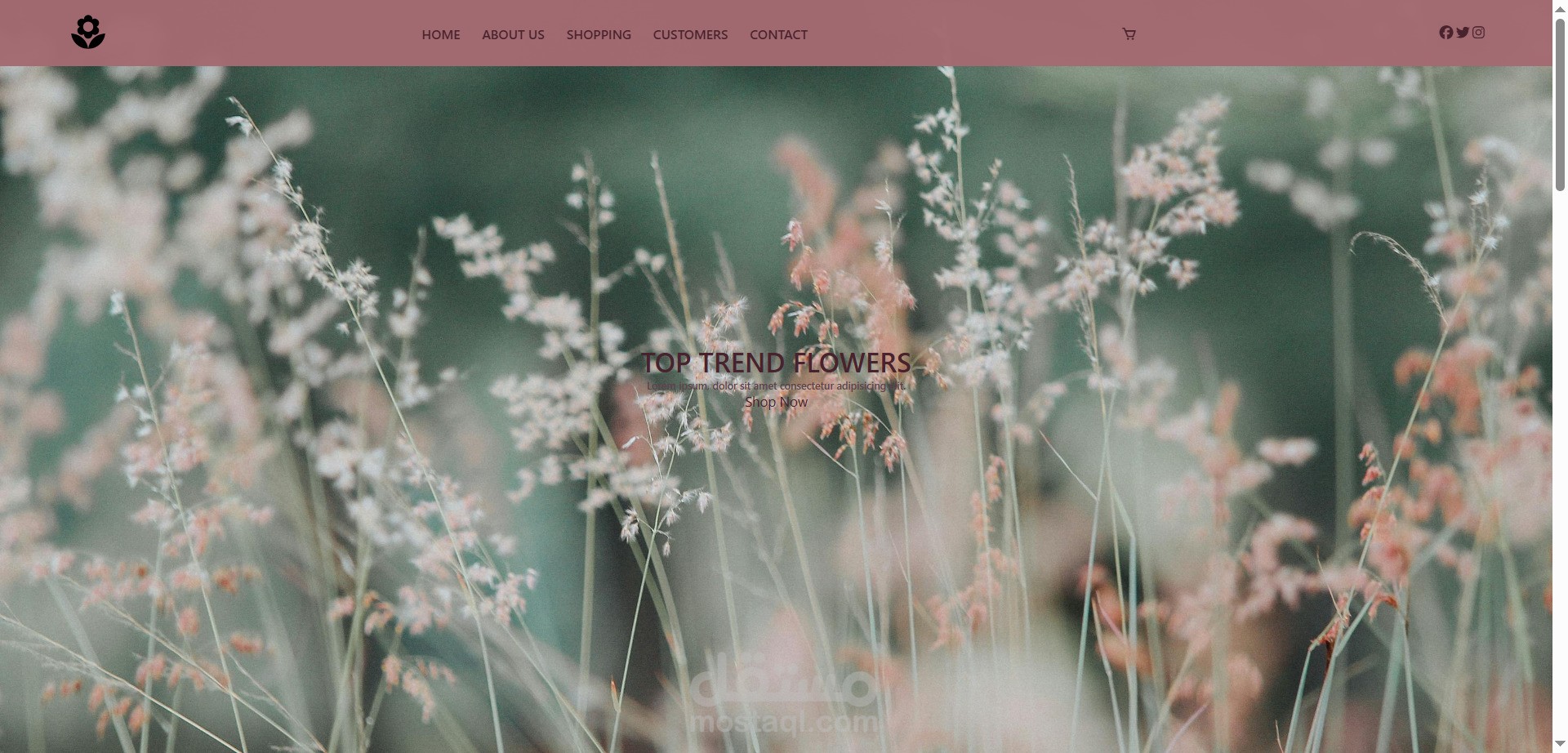 تصميم وتطوير واجهة متجر إلكتروني لبيع الزهور (Florensia - Flower Shop UI)