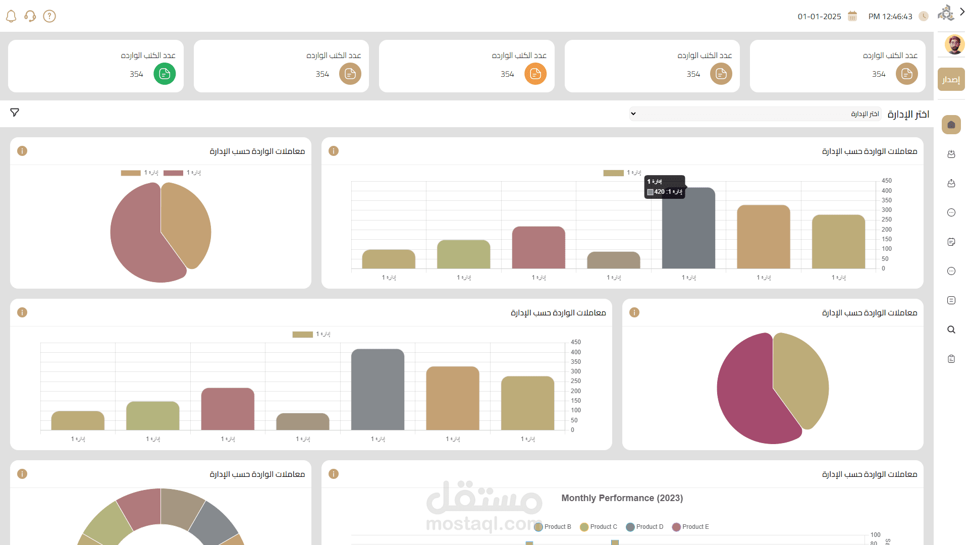 لوحة تحكم احترافية لواجهة إدارة نظام CSC