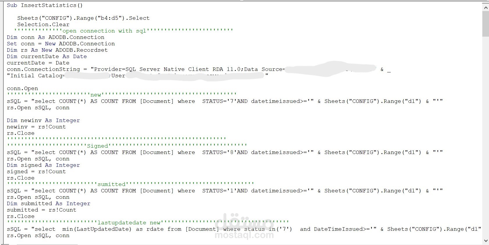 استخدام vba لعمل اوتوماتك شيت لاستخراج البيانات من الويب او الداتا بيز او اى مكان واضافتها الي شيت الكسل