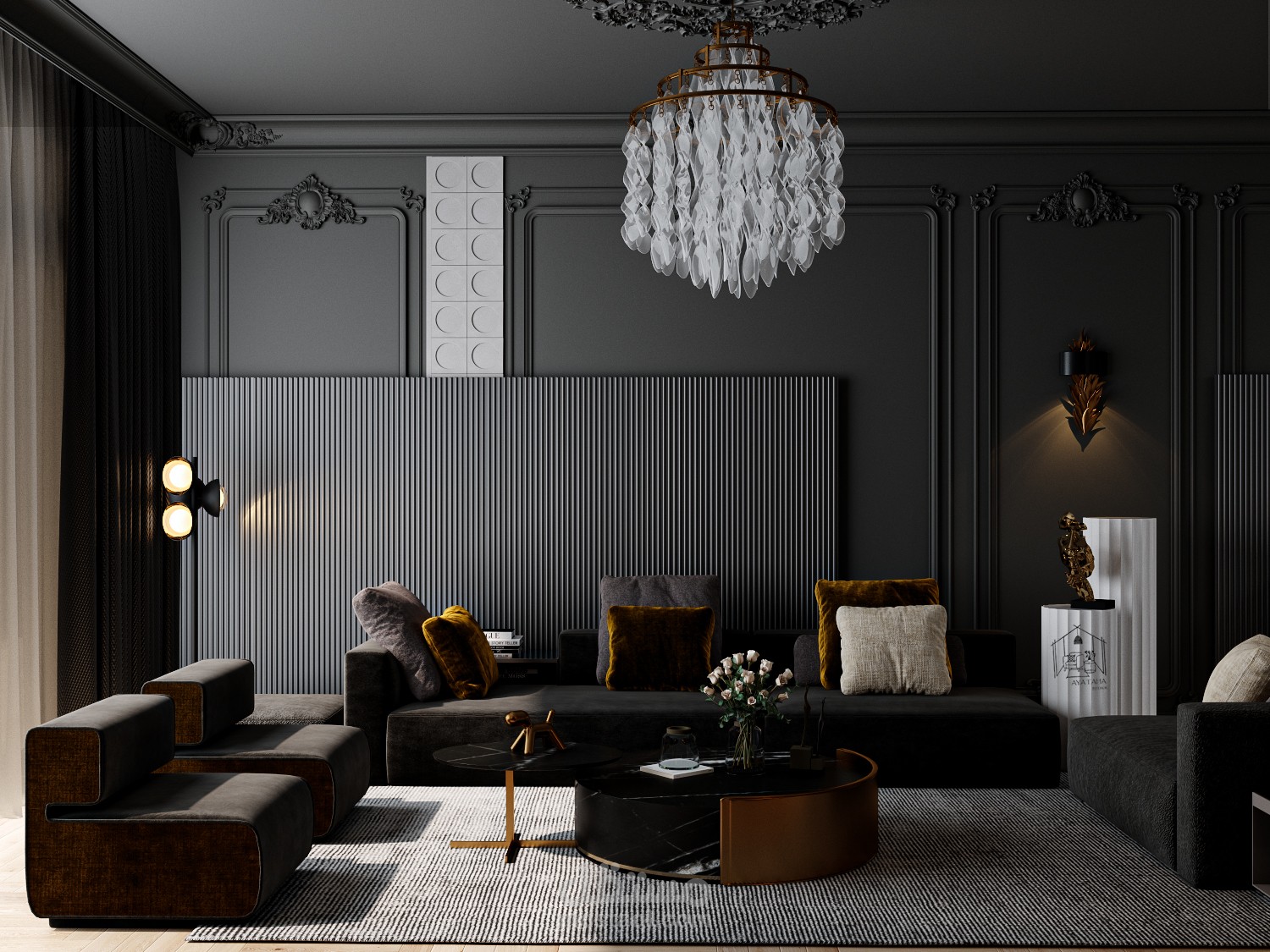 black living room