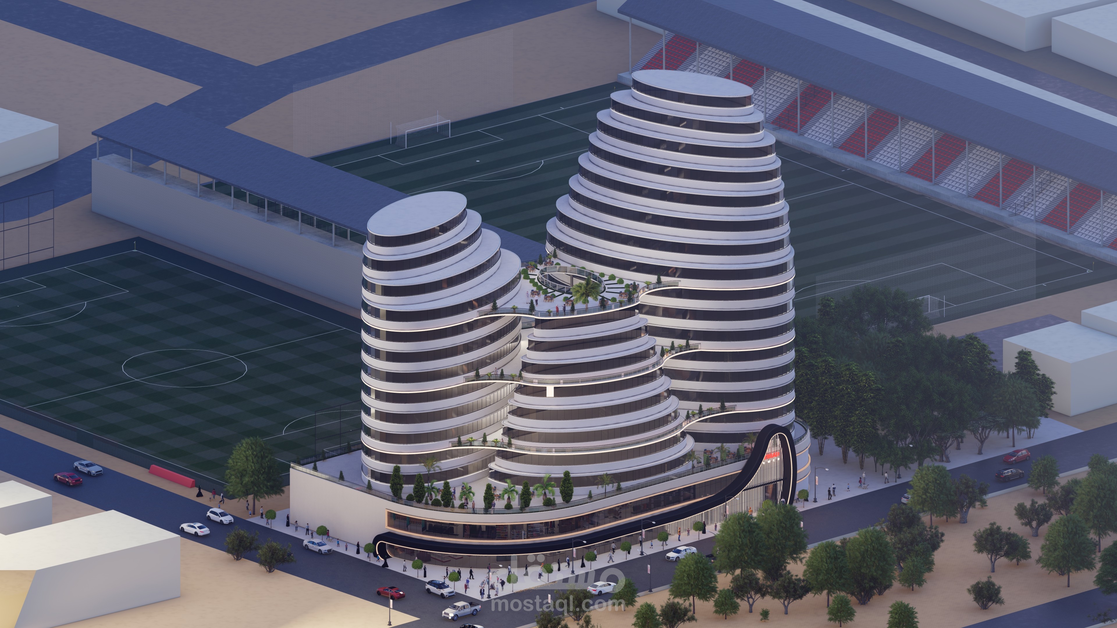 تصميم مبنى تجاري متعدد الاستخدامات