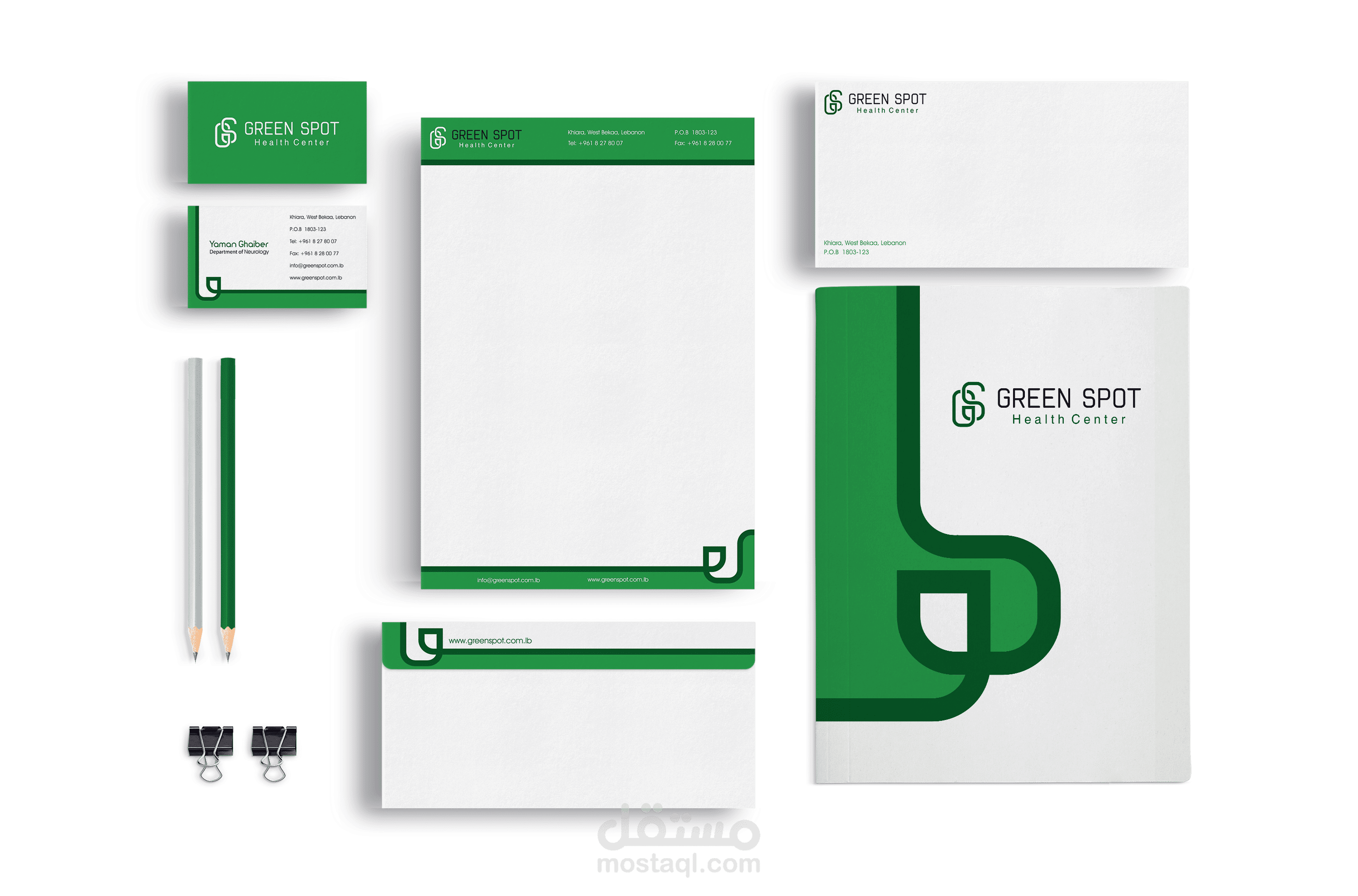 هوية بصرية لمركز صحي Brand identity "Green Spot" health center
