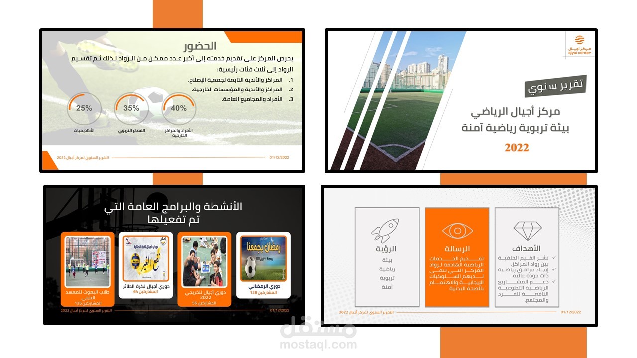تصميم تقرير سنوي 2022 لمركز أجيال الرياضي