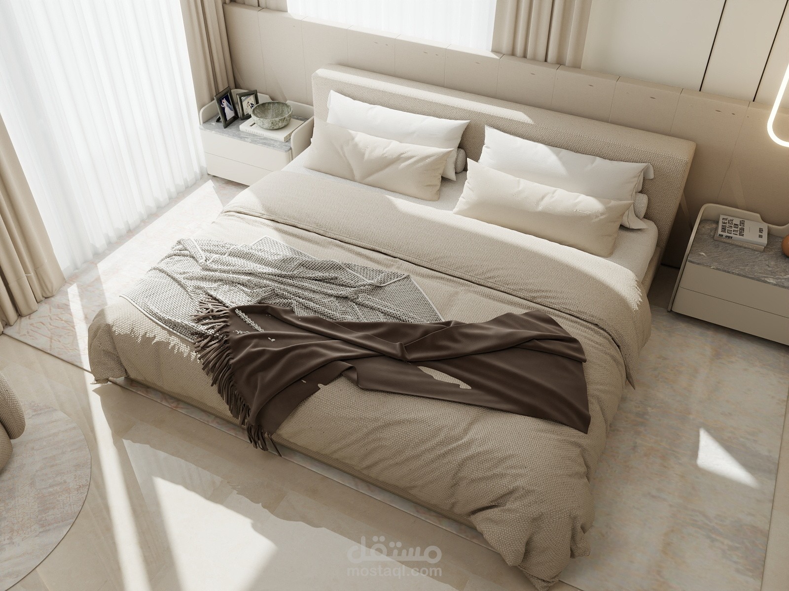 غرفة نوم ملحقه بغرفتين تغيير ملابس