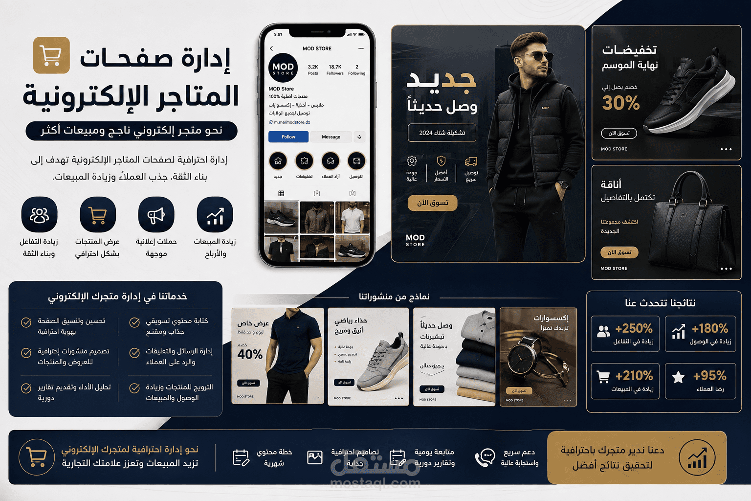 إدارة احترافية لصفحات المتاجر الإلكترونية وزيادة المبيعات عبر السوشيال ميديا