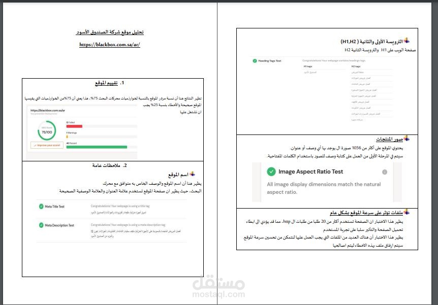 تحليل SEO لموقع الصندوق الاسود