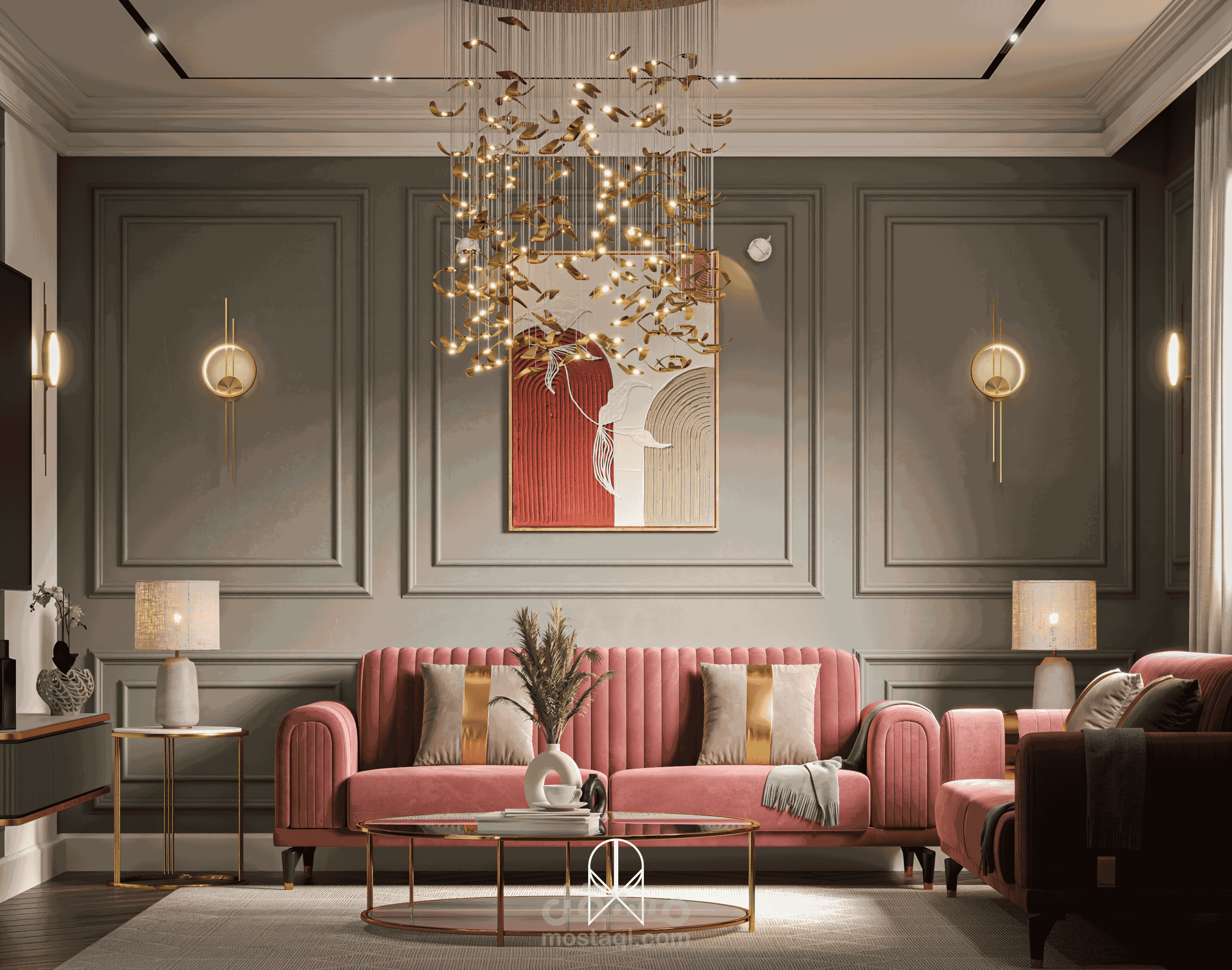 تصميم غرفة معيشة بطراز NEO Classic