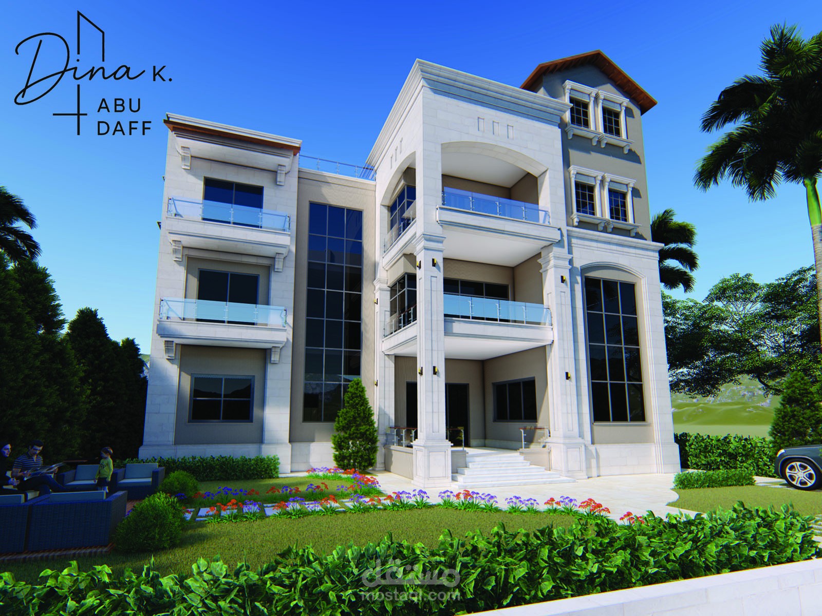 تصميم خارجي لفيلا من طابقين