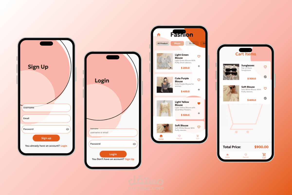 تطبيق متجر أزياء احترافي باستخدام Flutter