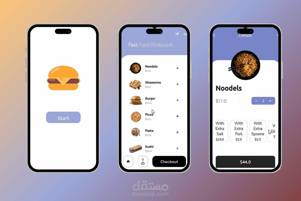 تطبيق مطعم وطلب وجبات باستخدام Flutter