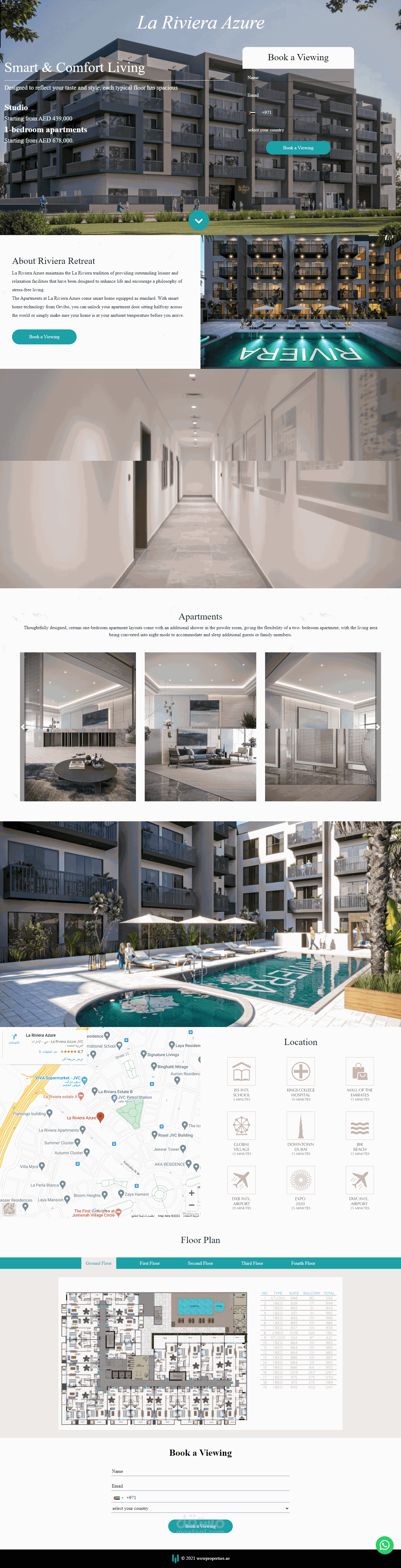 صفحة هبوط لعرض عقارات La Riviera Azure
