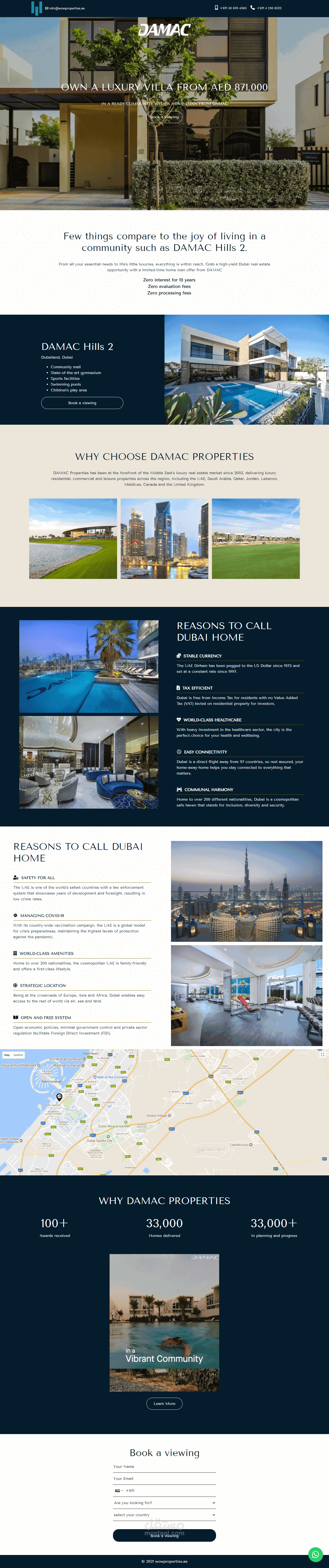 صفحة هبوط لعرض عقارات Damac