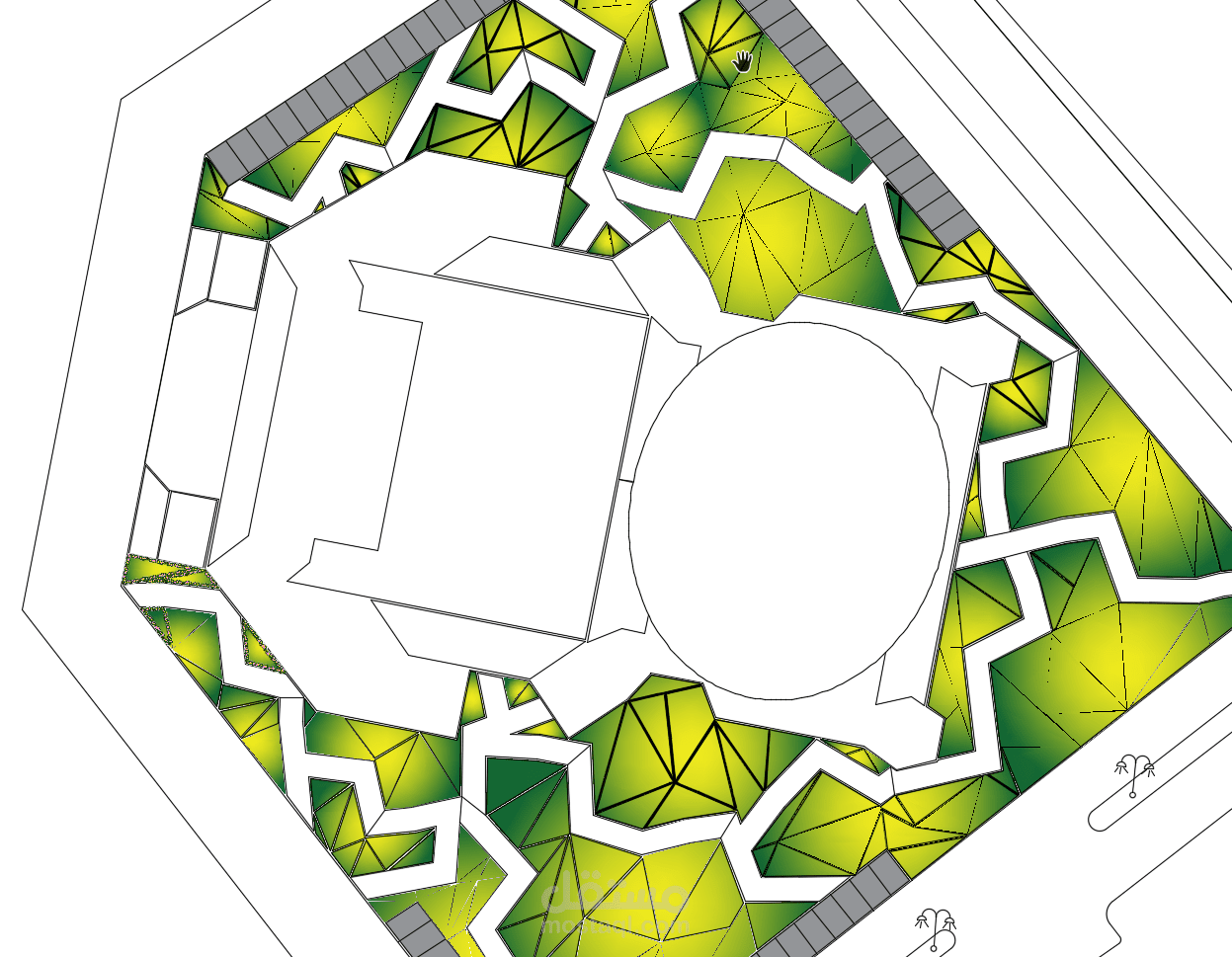 مخطط خارجي تجريدي لمسجد