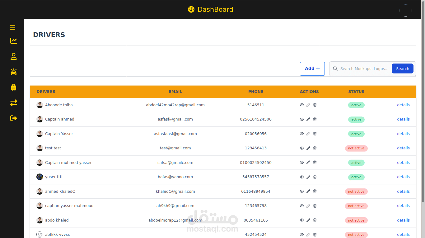 Vue App Dashboard for Taxi App