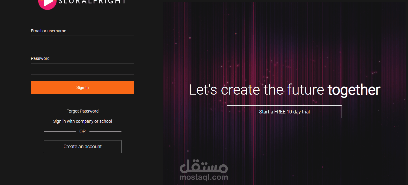 Pluralsight Login page
