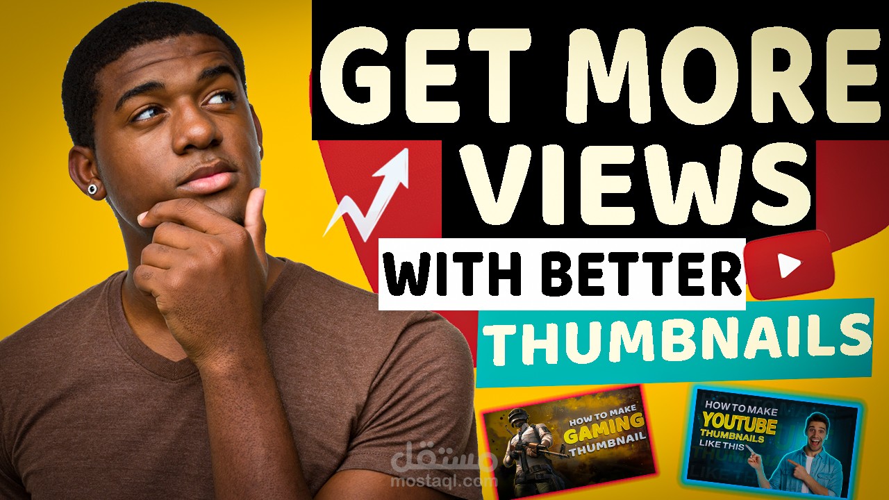 تصميم صورة مصغرة  thumbnail   لقنوات اليوتيوب بطريقة جذابة واحترافية