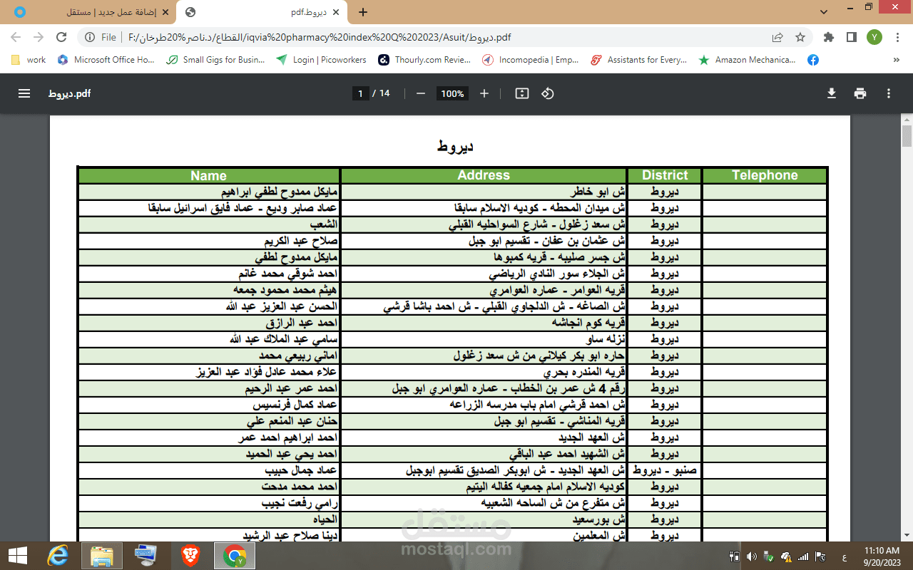 بيانات صيدليات مدينة ديروط