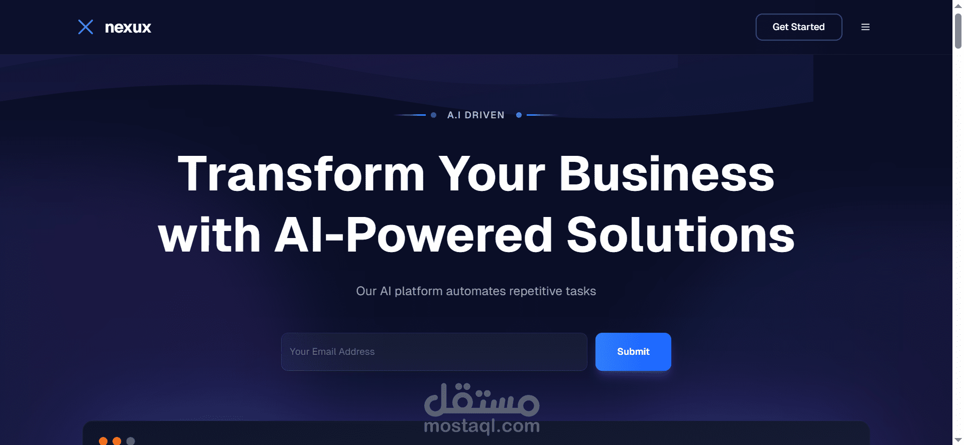 تصميم وتطوير صفحة هبوط تفاعلية احترافية لمنصة Nexux التقنية
