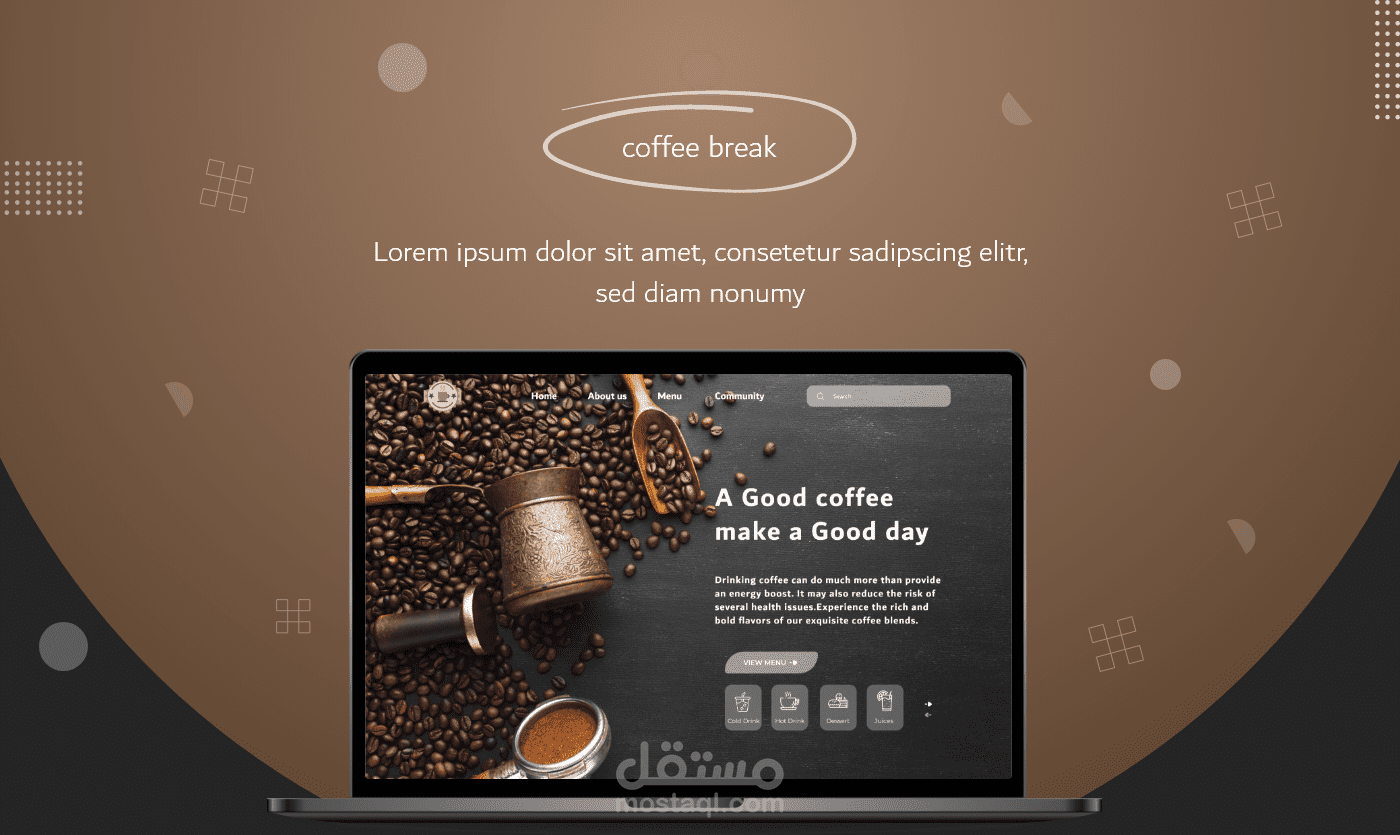 تصميم صفحة هبوط - Coffee landing page - UXUI Design