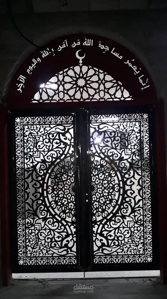 تصميم وتنفيذ أبواب مساجد حديدية cnc