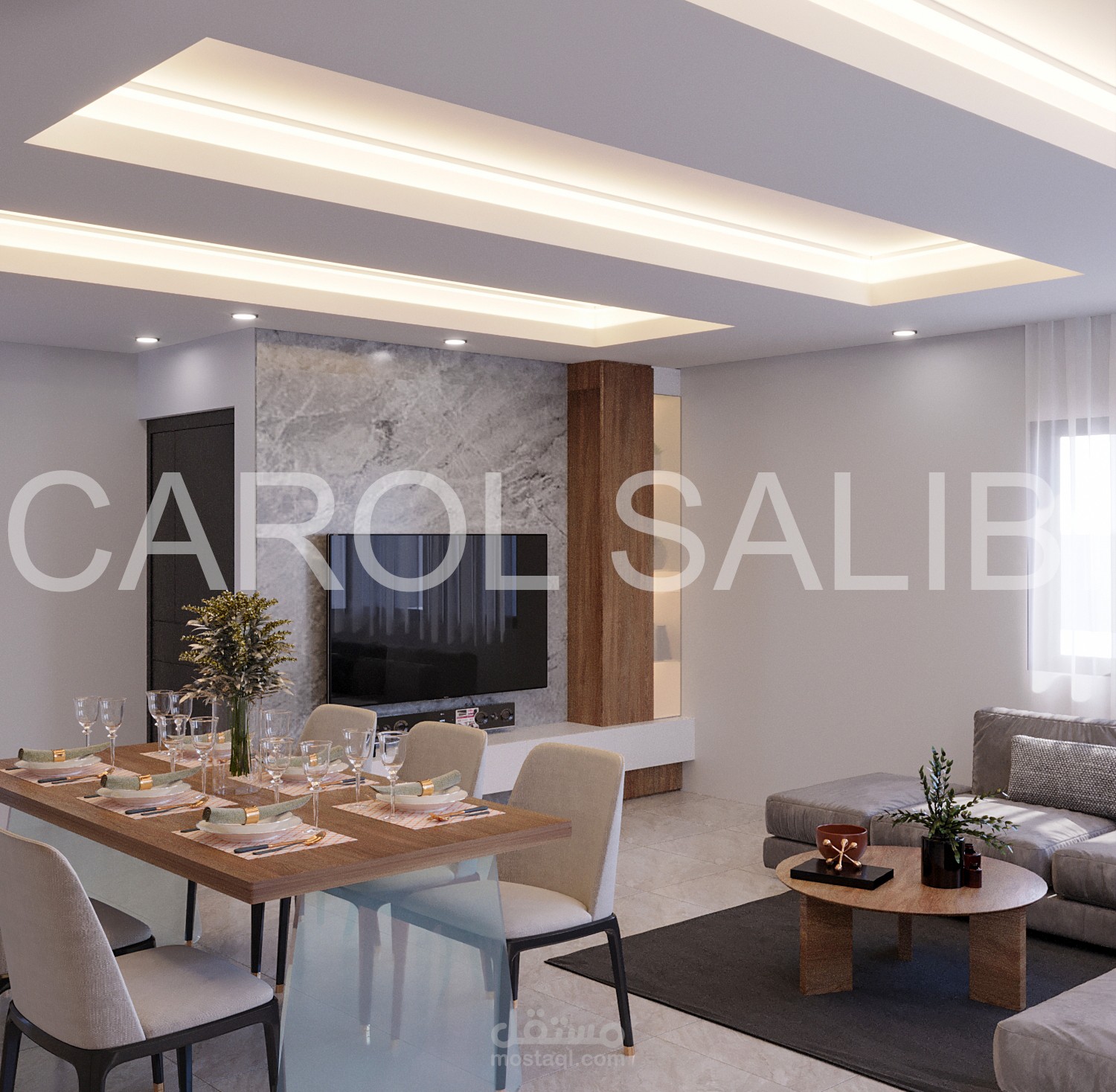 تصميم جدار تلفاز - COFFEE CORNER- الكويت
