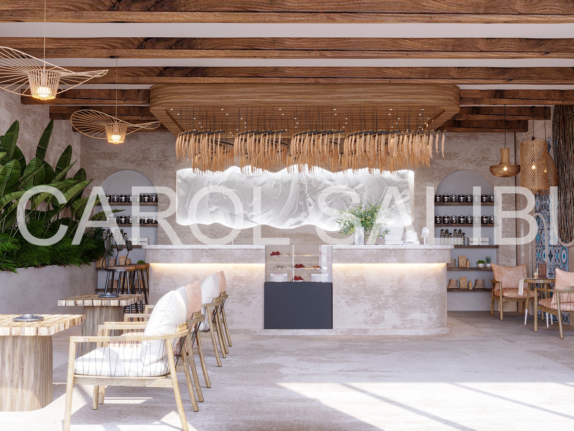 تصميم COFFEE SHOP على النمط البوهيمي - المملكة العربية السعودية