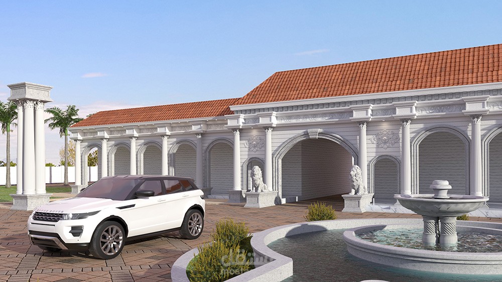 تصميم مدخل رئيس لفيللا كبيرة