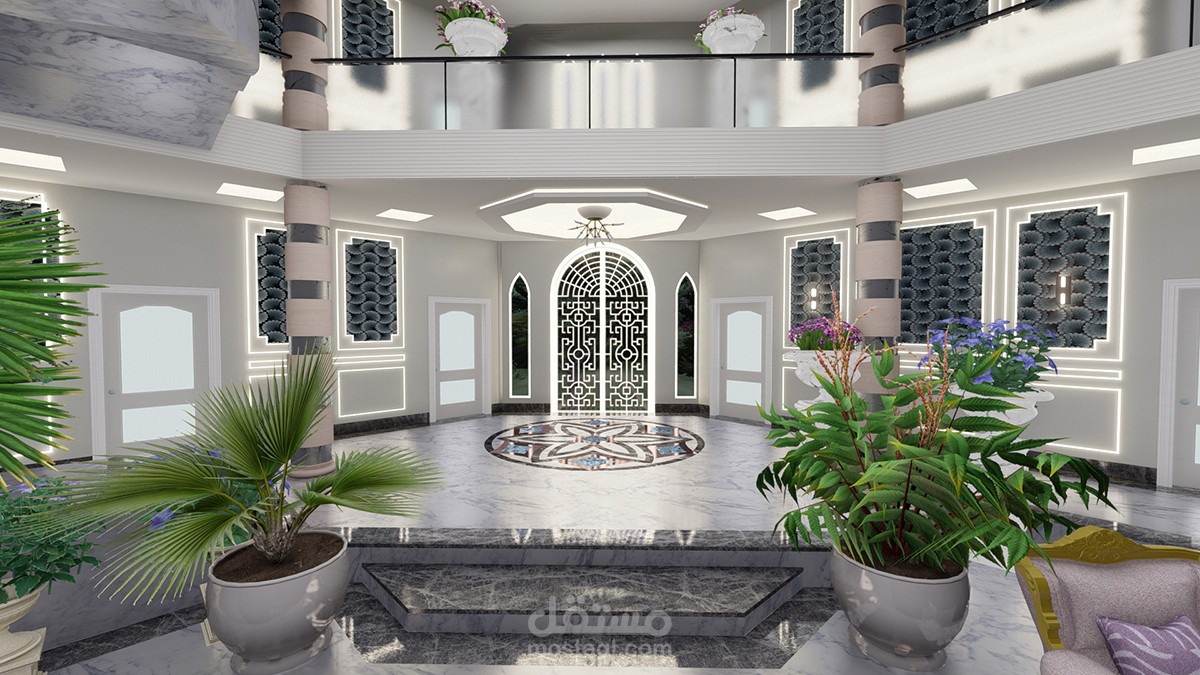 دراسةالهندسة الداخلية لصالون فيللا